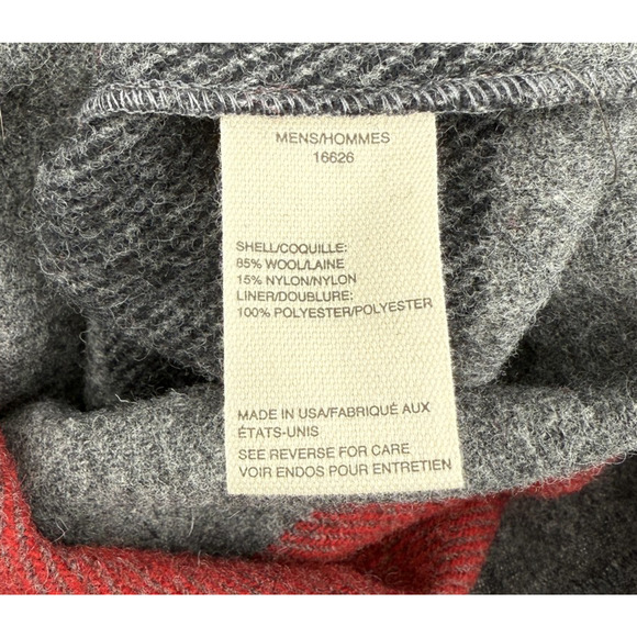 Woolrich Pullover Sweater Mens Large Gray Red Blue Striped Hooded Wool USA Made - Picture 6 of 6